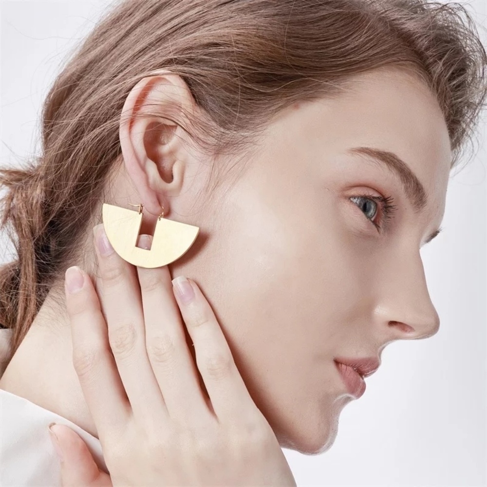 Geometric Semi Circle Drop Earrings